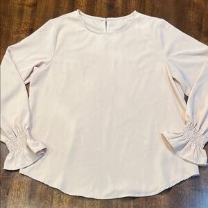Ruffle Sleeve Top Cream Blouse Women’s Work Shirt